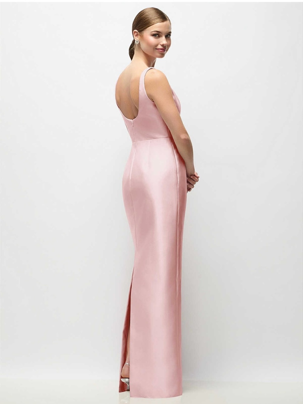 ALFRED SUNG Ballet Pink Satin Maxi Dress- NWT - Picture 2 of 11